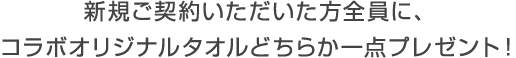 新規ご契約いただいた方全員に、オリジナルタオルをどちらか一点プレゼント!